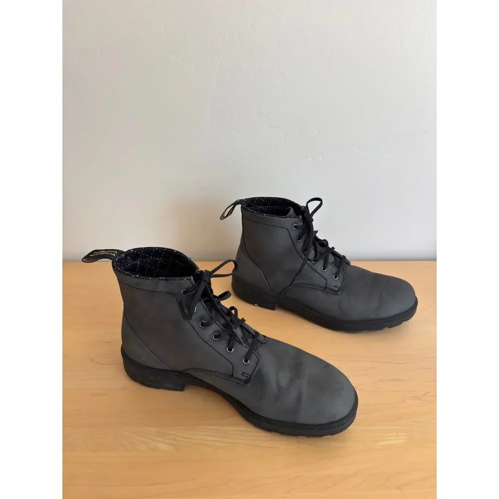 Blundstone Lace-Up Boots - Rustic Black Distressed Leather US 9
